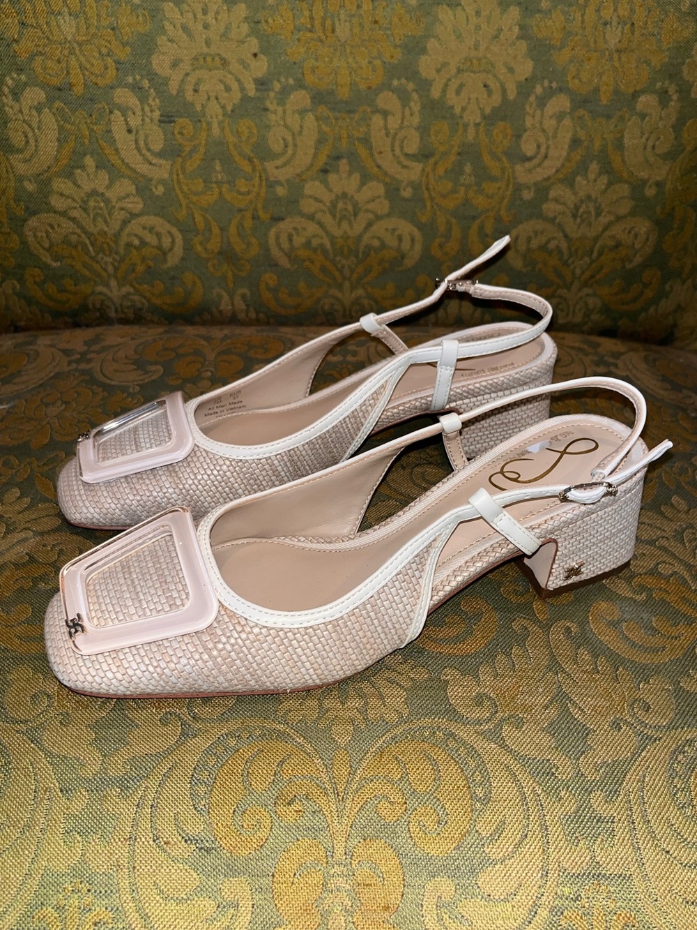 Sam Edelman Blush Beige Slingback Heels with Decorative Buckle - Picture 2 of 12